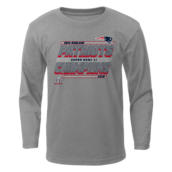 New England Patriots Preschool Super Bowl LI Champions Triumphant Long Sleeve T-Shirt - Heathered Gray